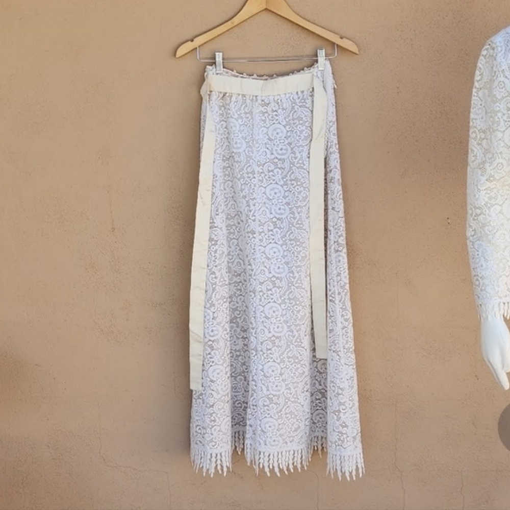 VTG JACKSON GRAVES Couture Lace Two Piece Set XS Wedding Bridal Maxi Skirt Suit - Picture 11 of 17